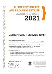 Handwerk Ausbildung Gerüstbau Urkunde Gemeinhardt 2021